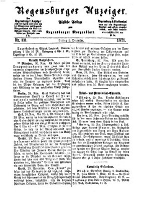 Regensburger Anzeiger Freitag 1. Dezember 1871