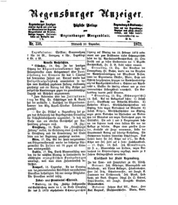 Regensburger Anzeiger Mittwoch 20. Dezember 1871