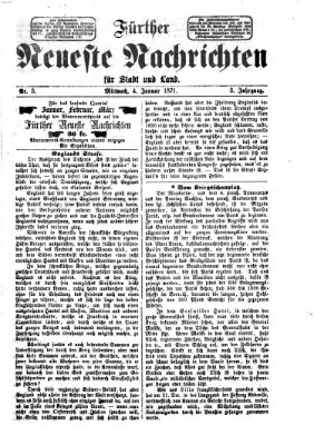 Fürther neueste Nachrichten für Stadt und Land (Fürther Abendzeitung) Mittwoch 4. Januar 1871