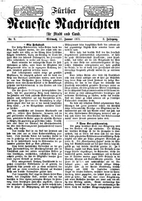 Fürther neueste Nachrichten für Stadt und Land (Fürther Abendzeitung) Mittwoch 11. Januar 1871