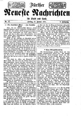 Fürther neueste Nachrichten für Stadt und Land (Fürther Abendzeitung) Freitag 27. Januar 1871