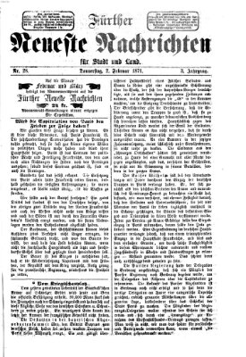 Fürther neueste Nachrichten für Stadt und Land (Fürther Abendzeitung) Donnerstag 2. Februar 1871