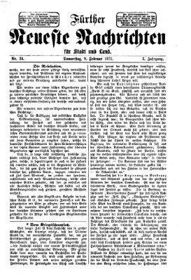 Fürther neueste Nachrichten für Stadt und Land (Fürther Abendzeitung) Donnerstag 9. Februar 1871