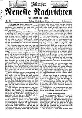 Fürther neueste Nachrichten für Stadt und Land (Fürther Abendzeitung) Freitag 10. Februar 1871