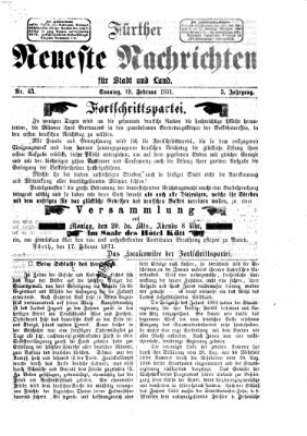 Fürther neueste Nachrichten für Stadt und Land (Fürther Abendzeitung) Sonntag 19. Februar 1871