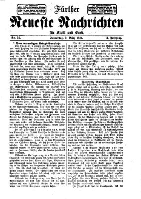 Fürther neueste Nachrichten für Stadt und Land (Fürther Abendzeitung) Donnerstag 9. März 1871