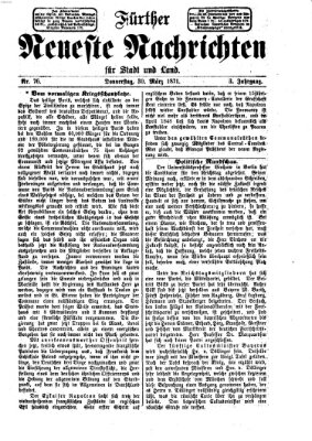 Fürther neueste Nachrichten für Stadt und Land (Fürther Abendzeitung) Donnerstag 30. März 1871