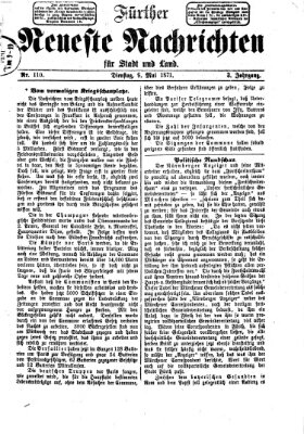 Fürther neueste Nachrichten für Stadt und Land (Fürther Abendzeitung) Dienstag 9. Mai 1871