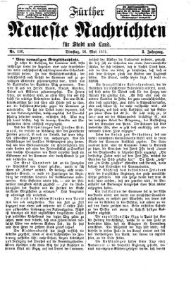 Fürther neueste Nachrichten für Stadt und Land (Fürther Abendzeitung) Dienstag 16. Mai 1871