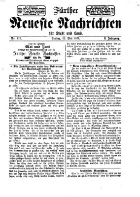 Fürther neueste Nachrichten für Stadt und Land (Fürther Abendzeitung) Freitag 19. Mai 1871