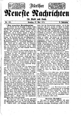 Fürther neueste Nachrichten für Stadt und Land (Fürther Abendzeitung) Samstag 27. Mai 1871