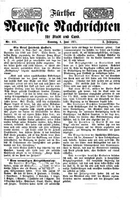 Fürther neueste Nachrichten für Stadt und Land (Fürther Abendzeitung) Sonntag 4. Juni 1871