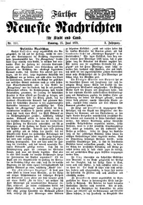 Fürther neueste Nachrichten für Stadt und Land (Fürther Abendzeitung) Sonntag 25. Juni 1871