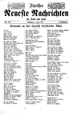 Fürther neueste Nachrichten für Stadt und Land (Fürther Abendzeitung) Sonntag 2. Juli 1871