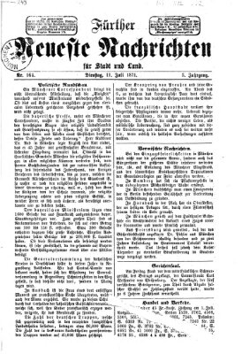 Fürther neueste Nachrichten für Stadt und Land (Fürther Abendzeitung) Dienstag 11. Juli 1871