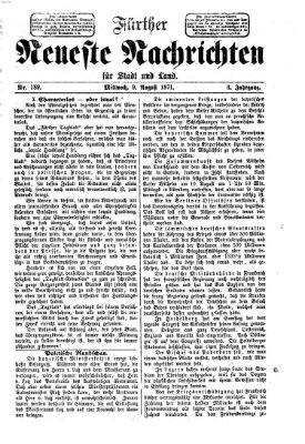 Fürther neueste Nachrichten für Stadt und Land (Fürther Abendzeitung) Mittwoch 9. August 1871