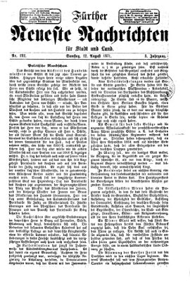 Fürther neueste Nachrichten für Stadt und Land (Fürther Abendzeitung) Samstag 12. August 1871