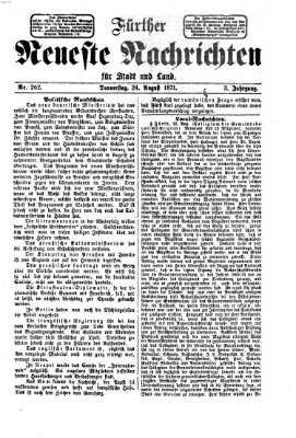 Fürther neueste Nachrichten für Stadt und Land (Fürther Abendzeitung) Donnerstag 24. August 1871