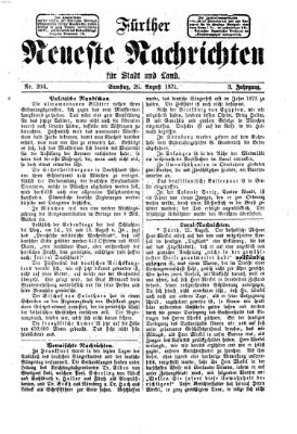 Fürther neueste Nachrichten für Stadt und Land (Fürther Abendzeitung) Samstag 26. August 1871