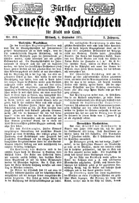 Fürther neueste Nachrichten für Stadt und Land (Fürther Abendzeitung) Mittwoch 6. September 1871