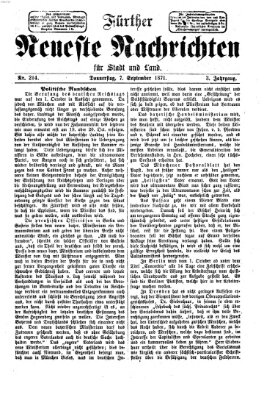 Fürther neueste Nachrichten für Stadt und Land (Fürther Abendzeitung) Donnerstag 7. September 1871