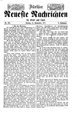 Fürther neueste Nachrichten für Stadt und Land (Fürther Abendzeitung) Freitag 15. September 1871