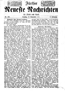 Fürther neueste Nachrichten für Stadt und Land (Fürther Abendzeitung) Samstag 23. September 1871