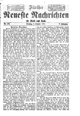 Fürther neueste Nachrichten für Stadt und Land (Fürther Abendzeitung) Dienstag 3. Oktober 1871