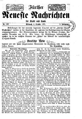 Fürther neueste Nachrichten für Stadt und Land (Fürther Abendzeitung) Mittwoch 4. Oktober 1871