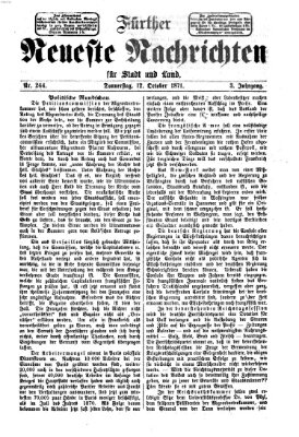 Fürther neueste Nachrichten für Stadt und Land (Fürther Abendzeitung) Donnerstag 12. Oktober 1871