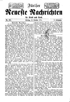 Fürther neueste Nachrichten für Stadt und Land (Fürther Abendzeitung) Freitag 13. Oktober 1871