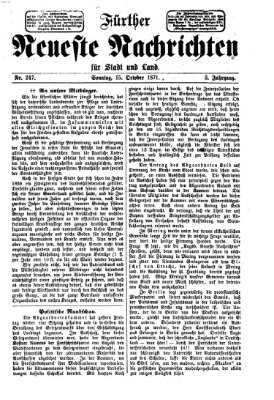 Fürther neueste Nachrichten für Stadt und Land (Fürther Abendzeitung) Sonntag 15. Oktober 1871