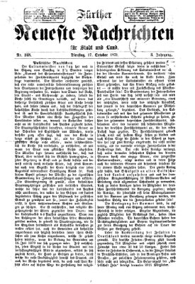 Fürther neueste Nachrichten für Stadt und Land (Fürther Abendzeitung) Dienstag 17. Oktober 1871