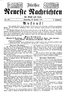 Fürther neueste Nachrichten für Stadt und Land (Fürther Abendzeitung) Donnerstag 26. Oktober 1871