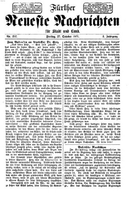 Fürther neueste Nachrichten für Stadt und Land (Fürther Abendzeitung) Freitag 27. Oktober 1871