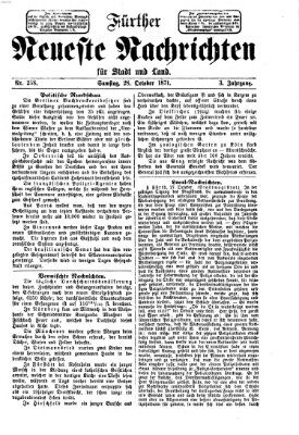 Fürther neueste Nachrichten für Stadt und Land (Fürther Abendzeitung) Samstag 28. Oktober 1871