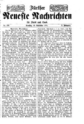 Fürther neueste Nachrichten für Stadt und Land (Fürther Abendzeitung) Samstag 18. November 1871