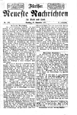 Fürther neueste Nachrichten für Stadt und Land (Fürther Abendzeitung) Samstag 25. November 1871