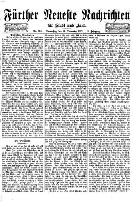 Fürther neueste Nachrichten für Stadt und Land (Fürther Abendzeitung) Donnerstag 21. Dezember 1871