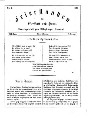 Feierstunden für Werkstatt und Haus (Würzburger Journal) Samstag 7. Februar 1863