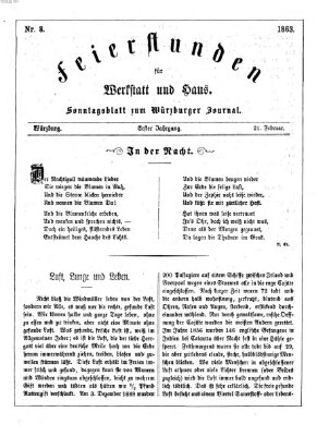 Feierstunden für Werkstatt und Haus (Würzburger Journal) Samstag 21. Februar 1863