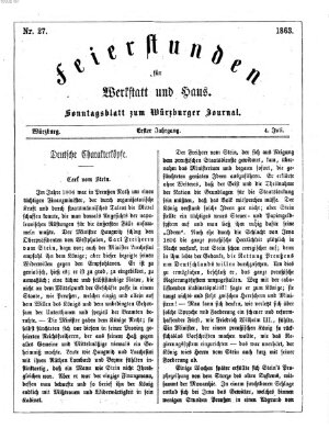 Feierstunden für Werkstatt und Haus (Würzburger Journal) Samstag 4. Juli 1863