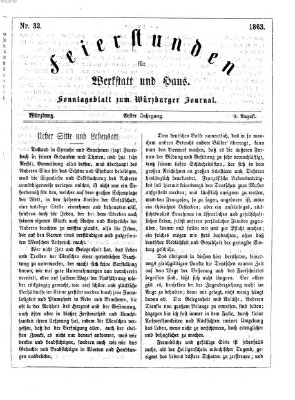 Feierstunden für Werkstatt und Haus (Würzburger Journal) Sonntag 9. August 1863