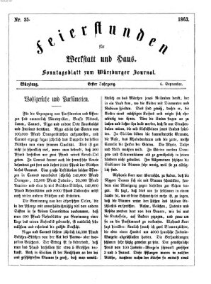 Feierstunden für Werkstatt und Haus (Würzburger Journal) Sonntag 6. September 1863