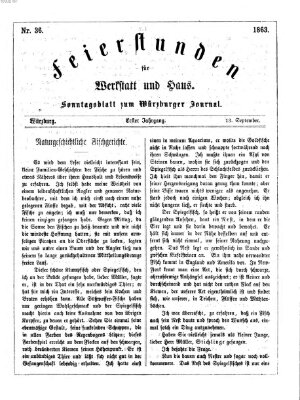 Feierstunden für Werkstatt und Haus (Würzburger Journal) Sonntag 13. September 1863