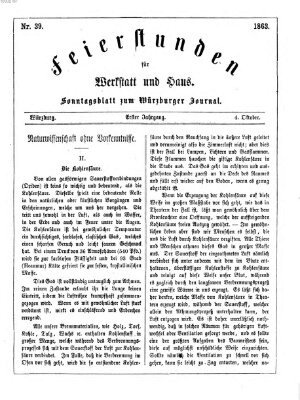 Feierstunden für Werkstatt und Haus (Würzburger Journal) Sonntag 4. Oktober 1863