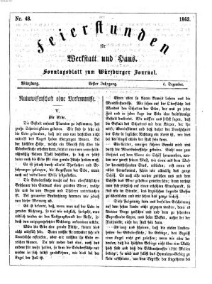 Feierstunden für Werkstatt und Haus (Würzburger Journal) Sonntag 6. Dezember 1863