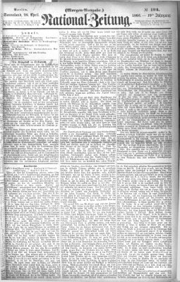 Nationalzeitung Samstag 28. April 1866