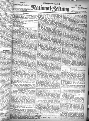 Nationalzeitung Donnerstag 9. Februar 1871