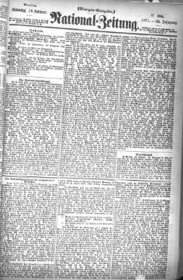 Nationalzeitung Sonntag 19. Februar 1871